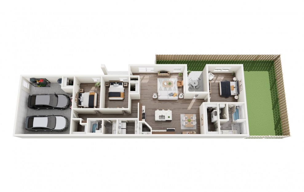 Ember - 3 bedroom floorplan layout with 2 baths and 1575 square feet.