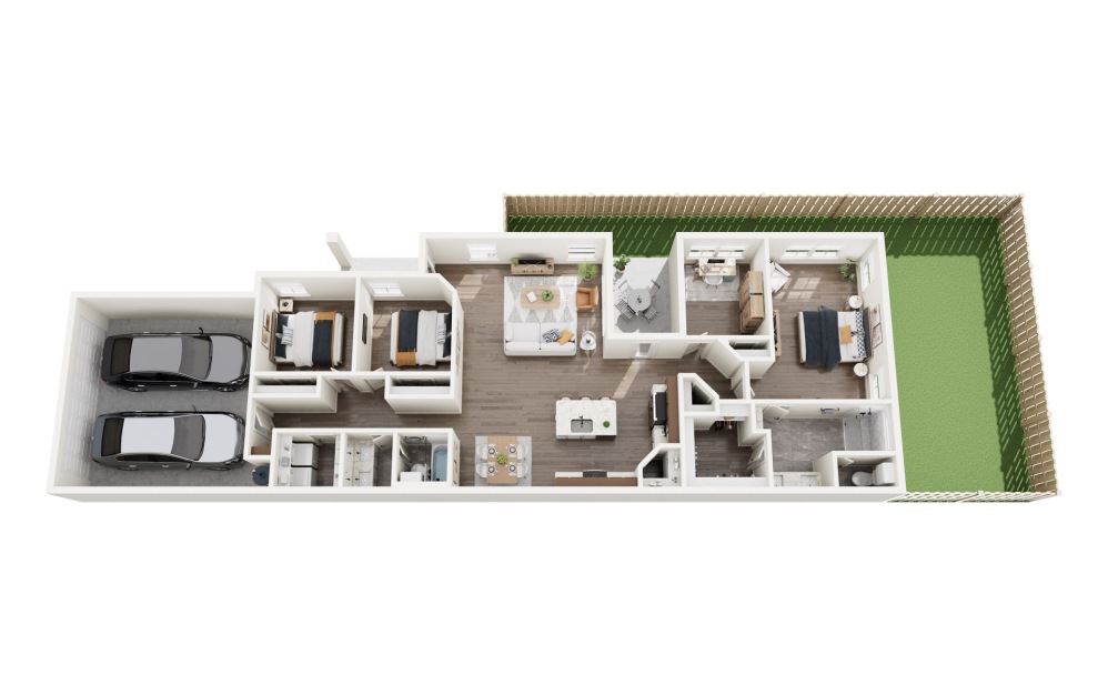 Sage - 4 bedroom floorplan layout with 2 bathrooms and 1604 square feet