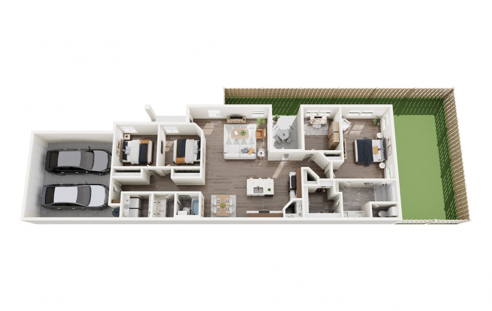 Sage - 4 bedroom floorplan layout with 2 baths and 1604 square feet.